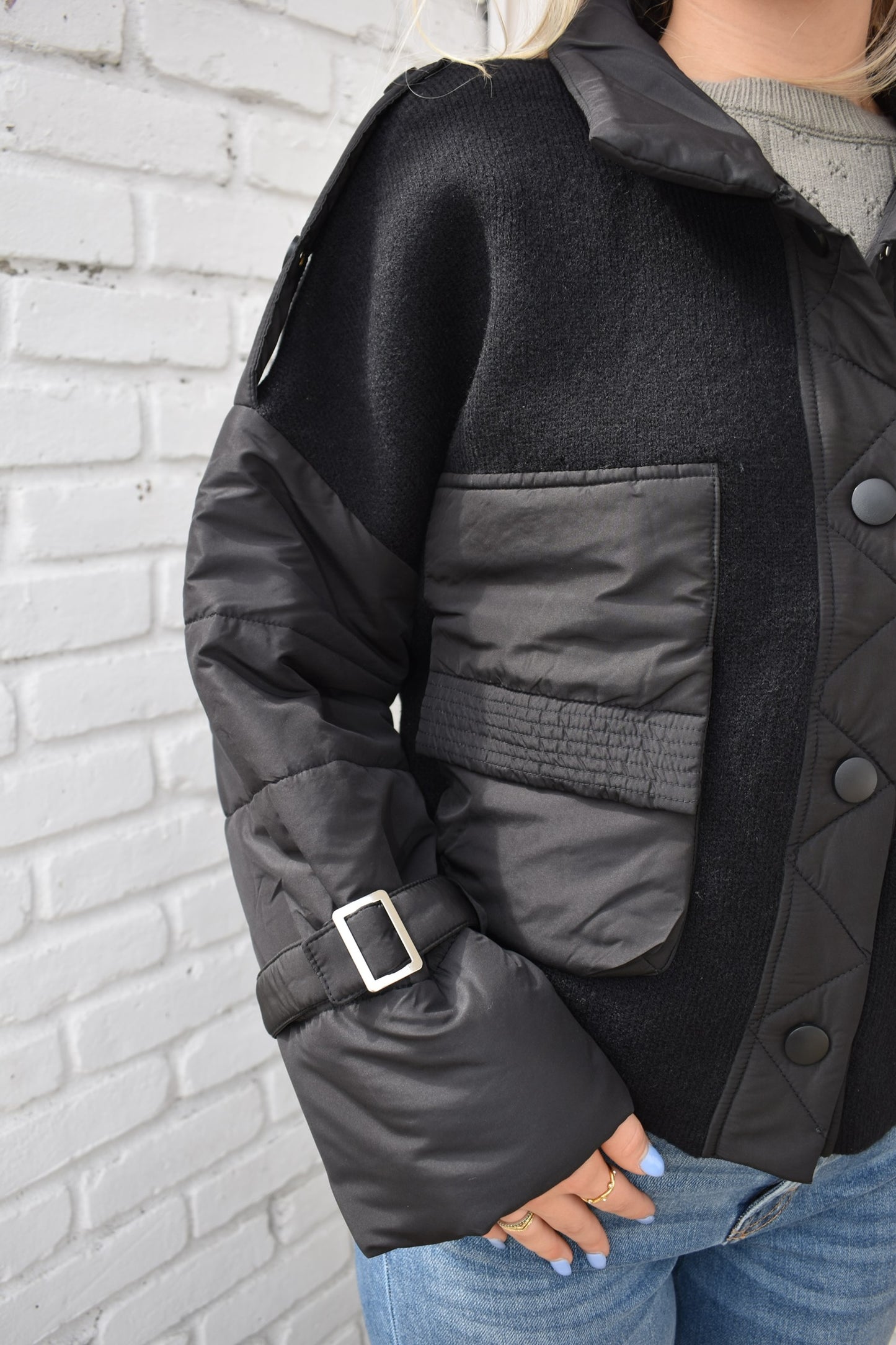 NORA FAUX FUR MIXED MEDIA JACKET