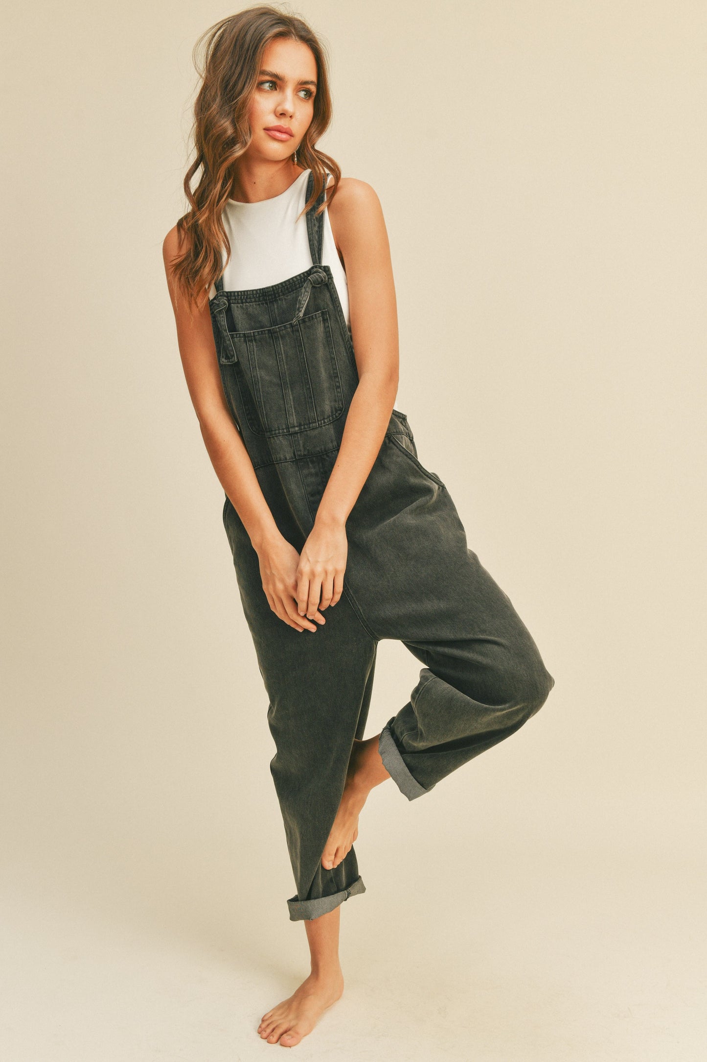 WASHED FABRIC OVERALLS