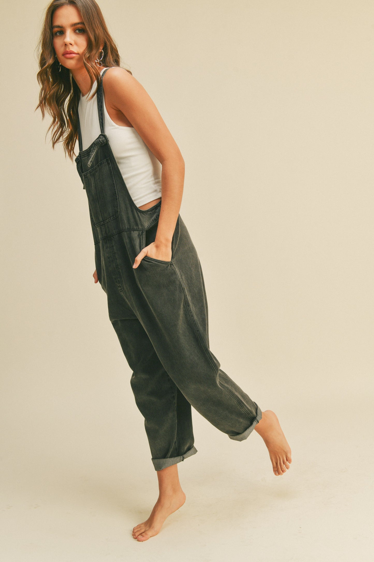 WASHED FABRIC OVERALLS