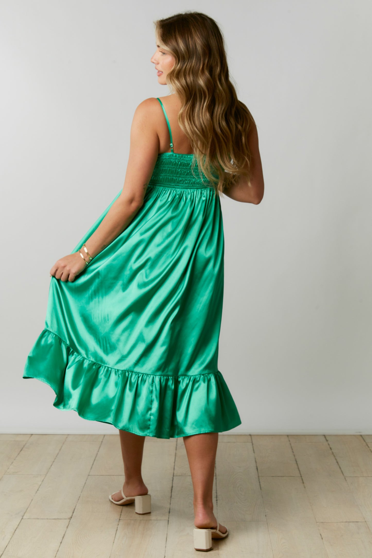 SATIN BABYDOLL MIDI DRESS