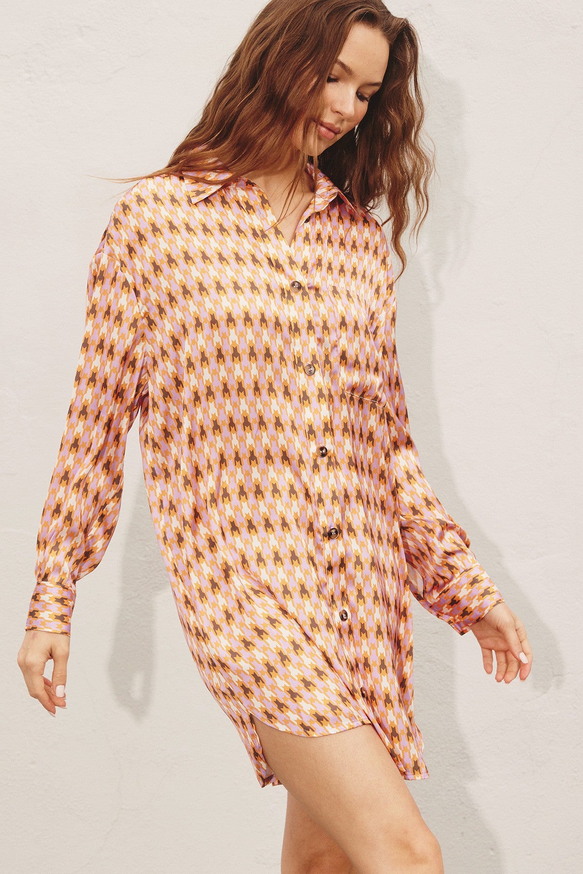 ROSEY SILK BUTTON DOWN DRESS