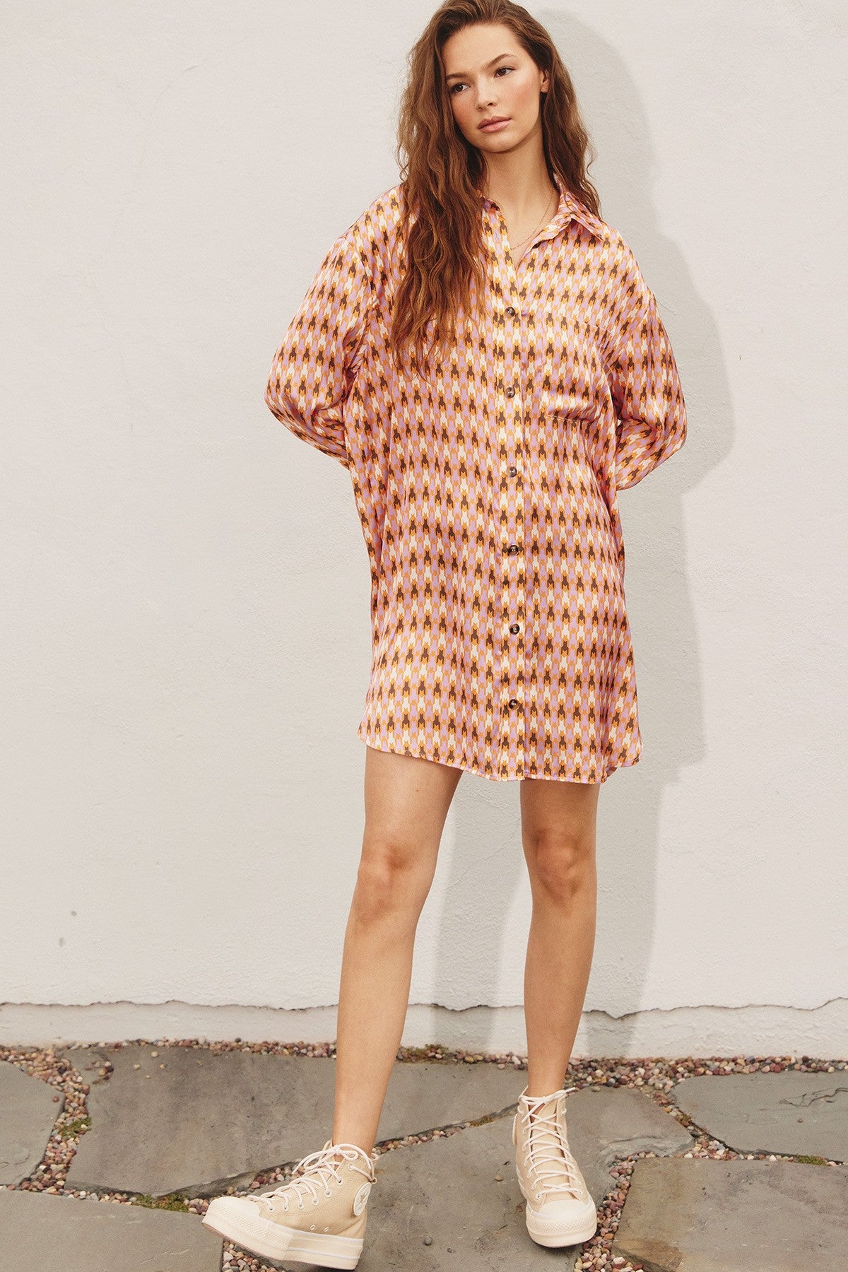 ROSEY SILK BUTTON DOWN DRESS