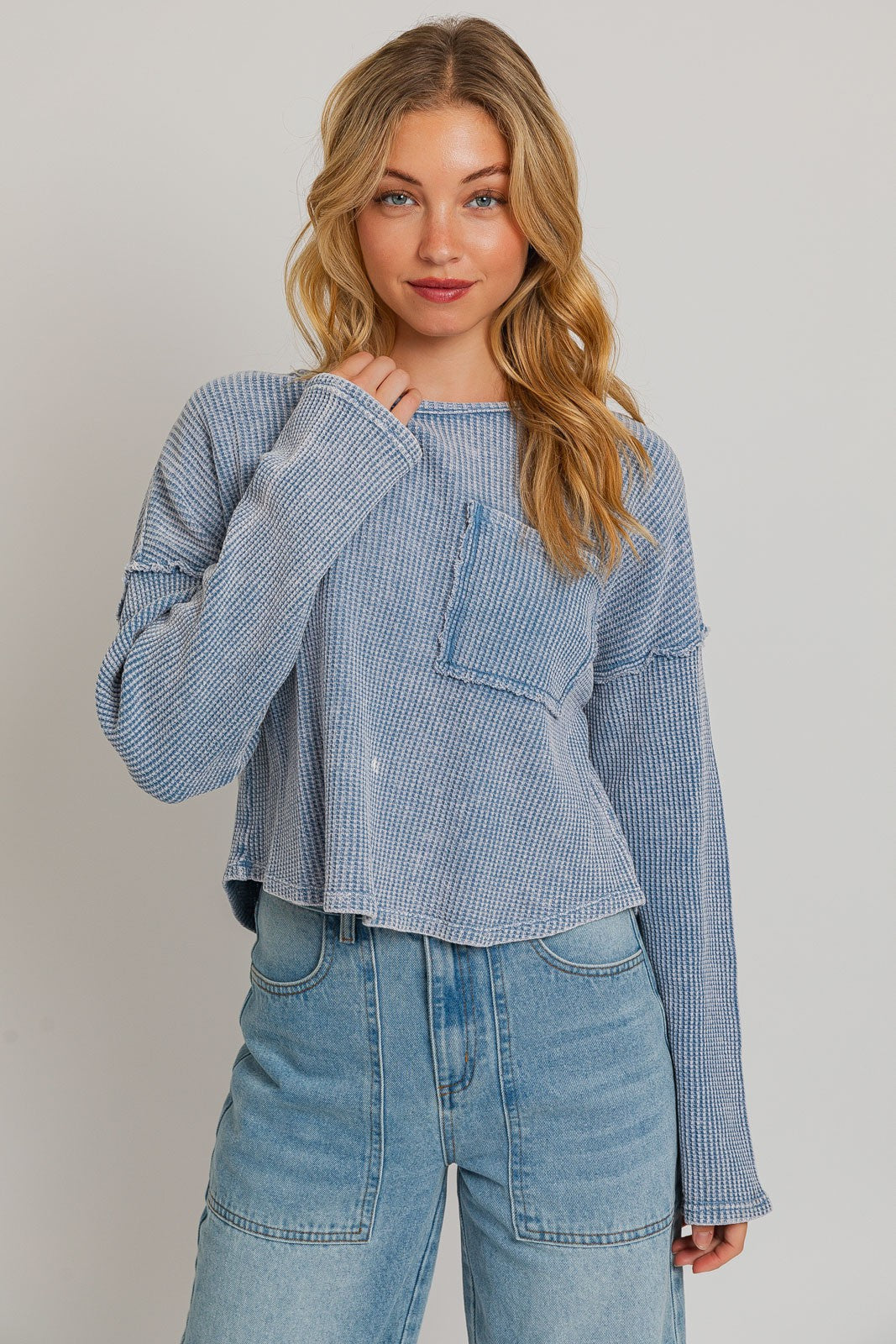 THERMAL WASHED PULLOVER TOP