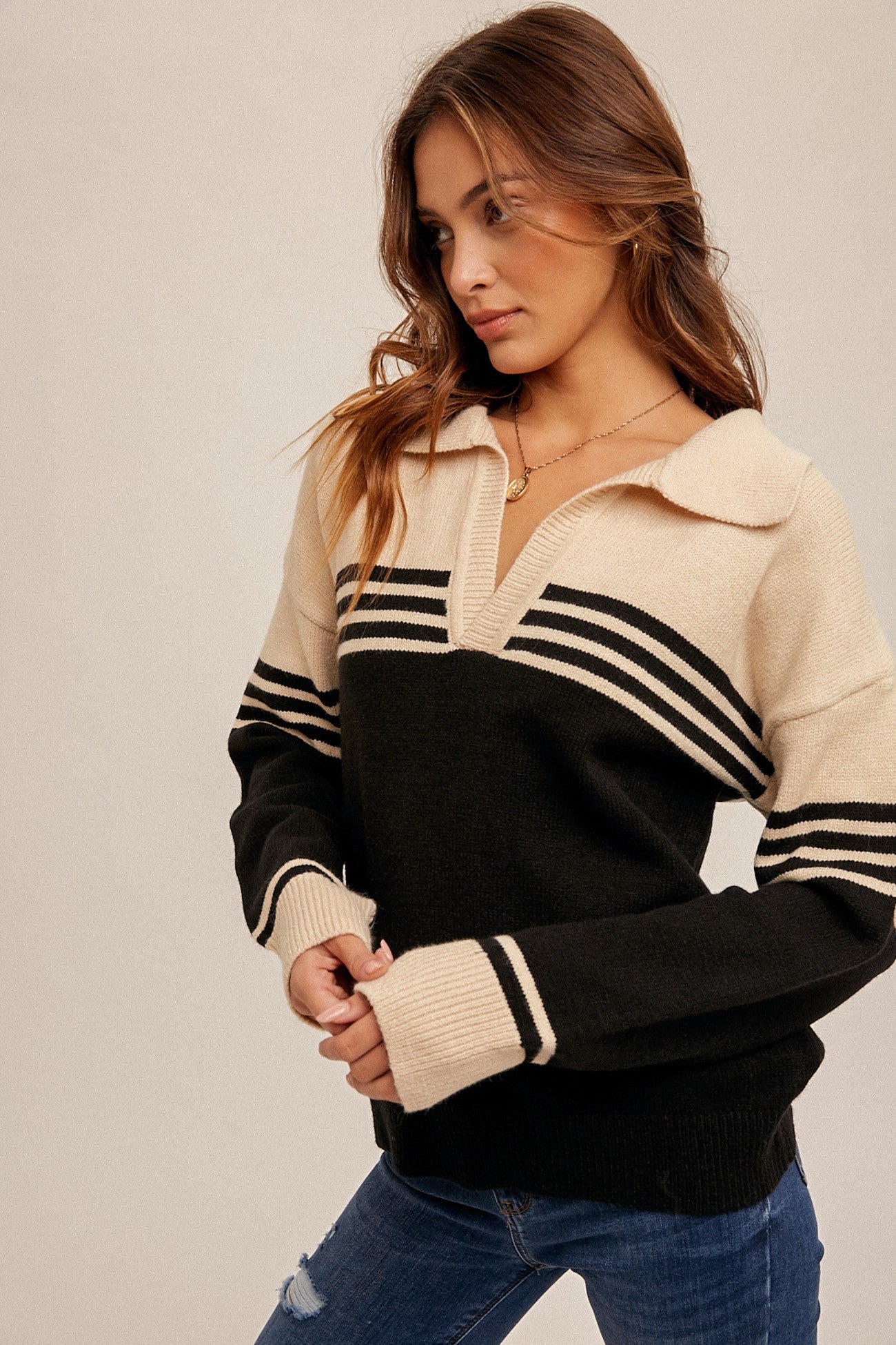 NAUTICAL COLLARED SWEATER