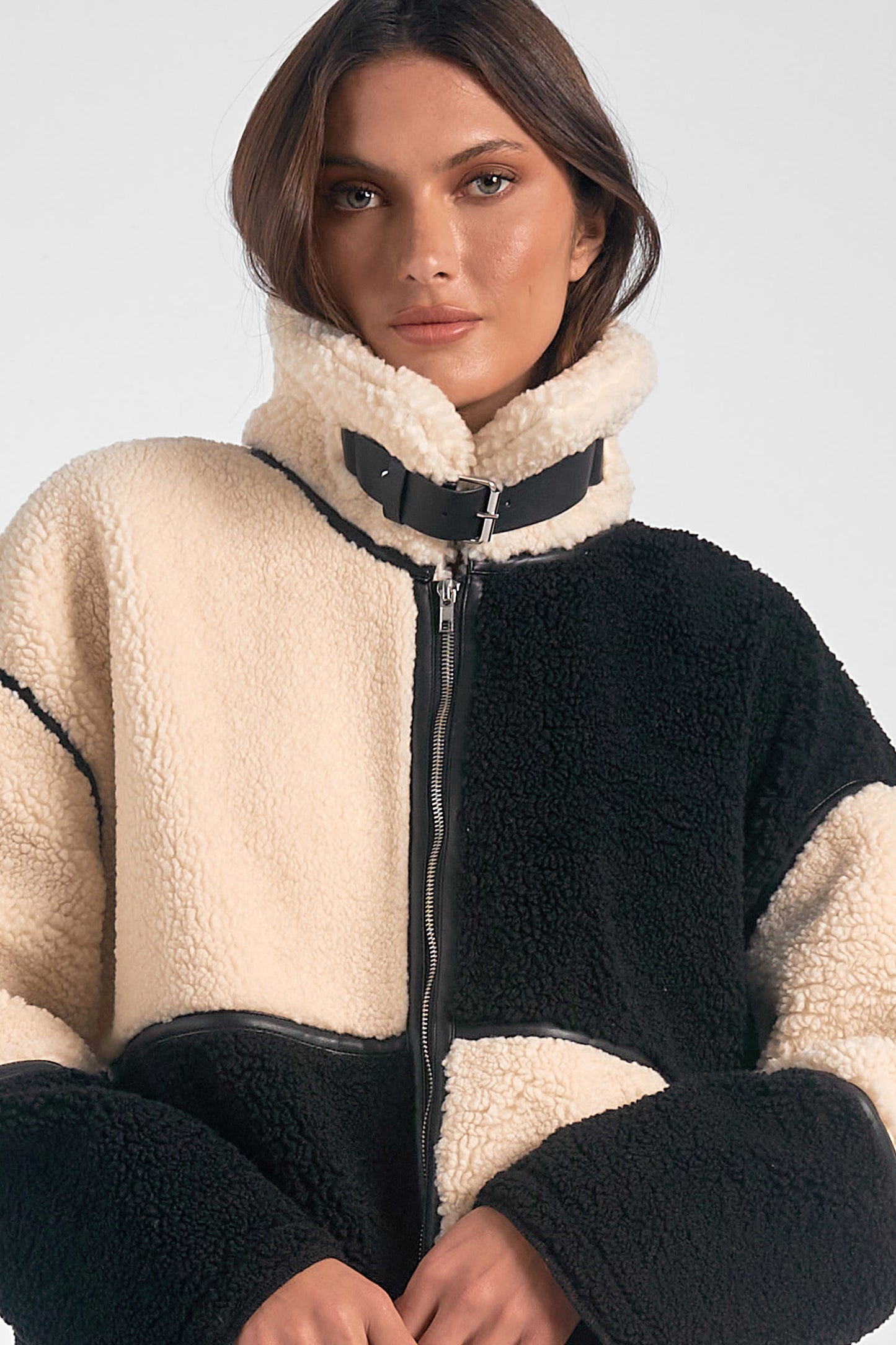 COLOR BLOCK FUR JACKET