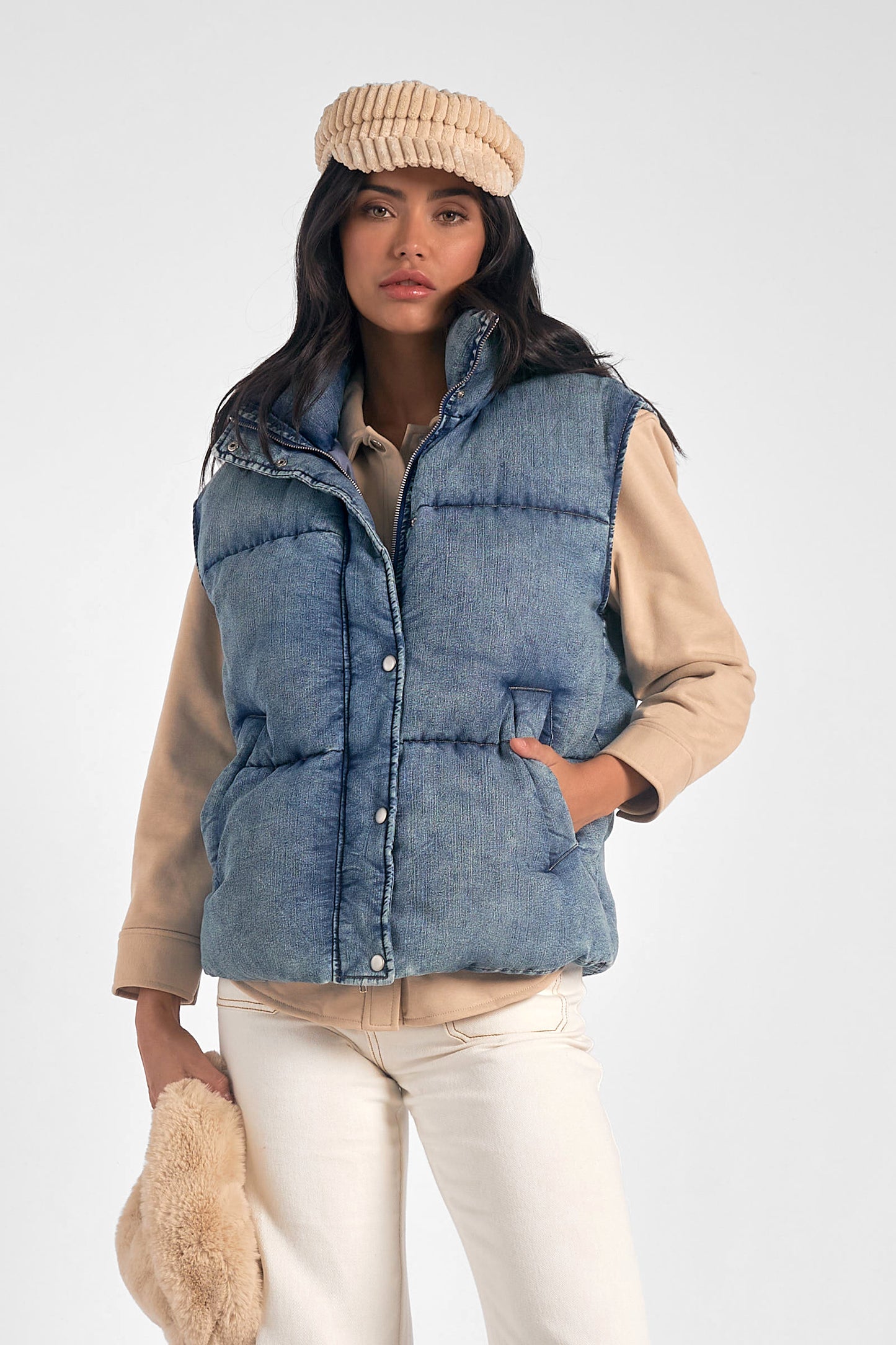 DENIM PUFFER VEST