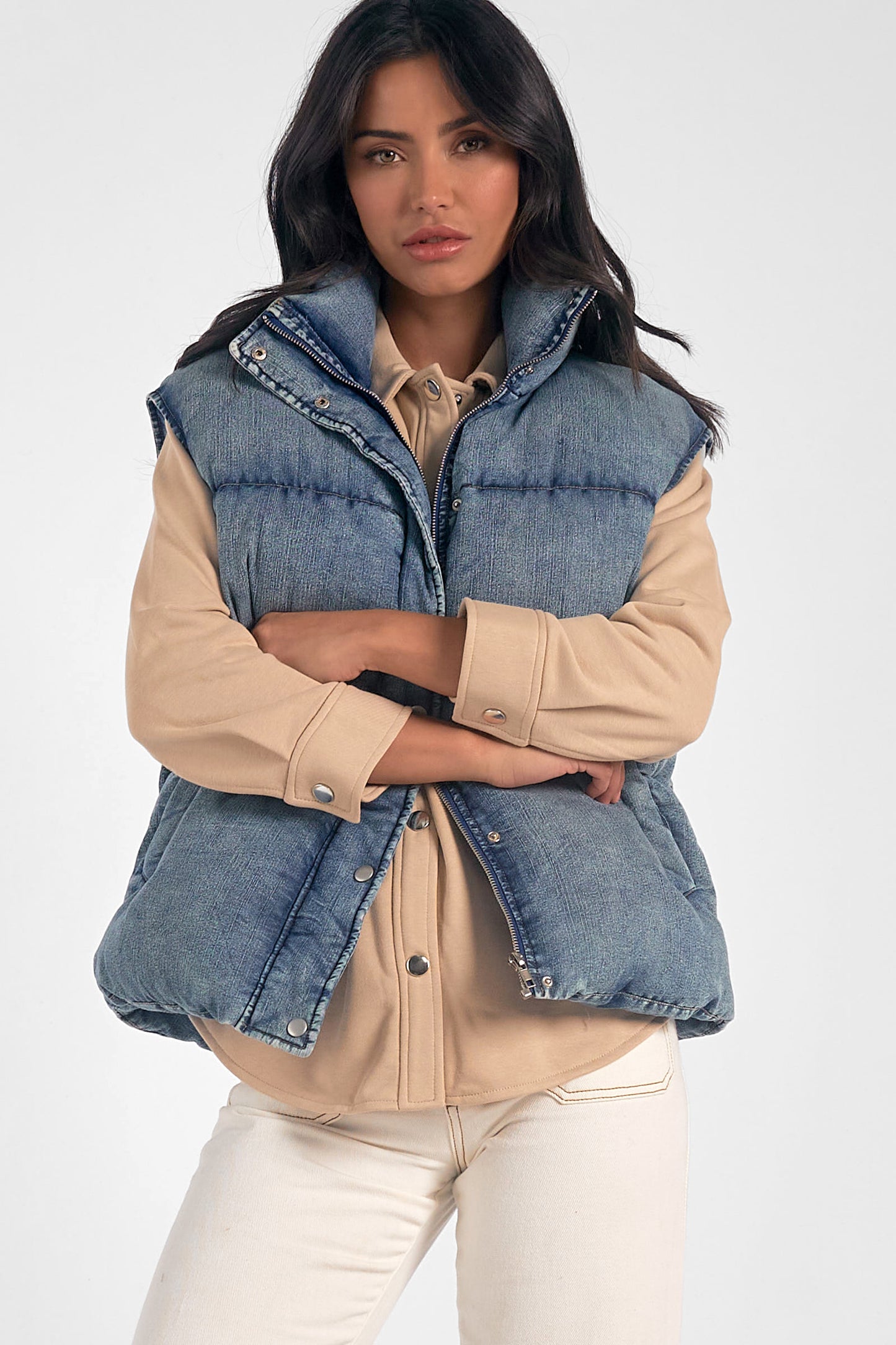 DENIM PUFFER VEST