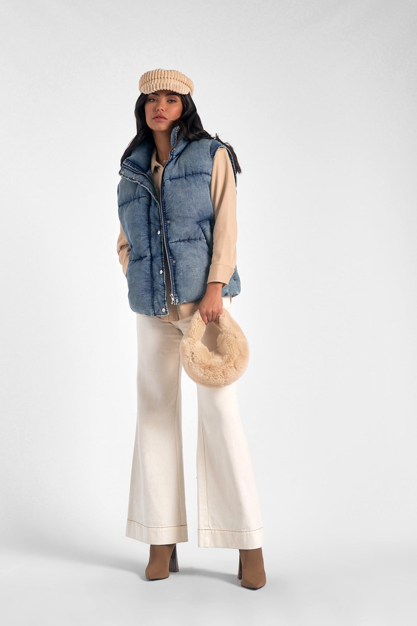 DENIM PUFFER VEST