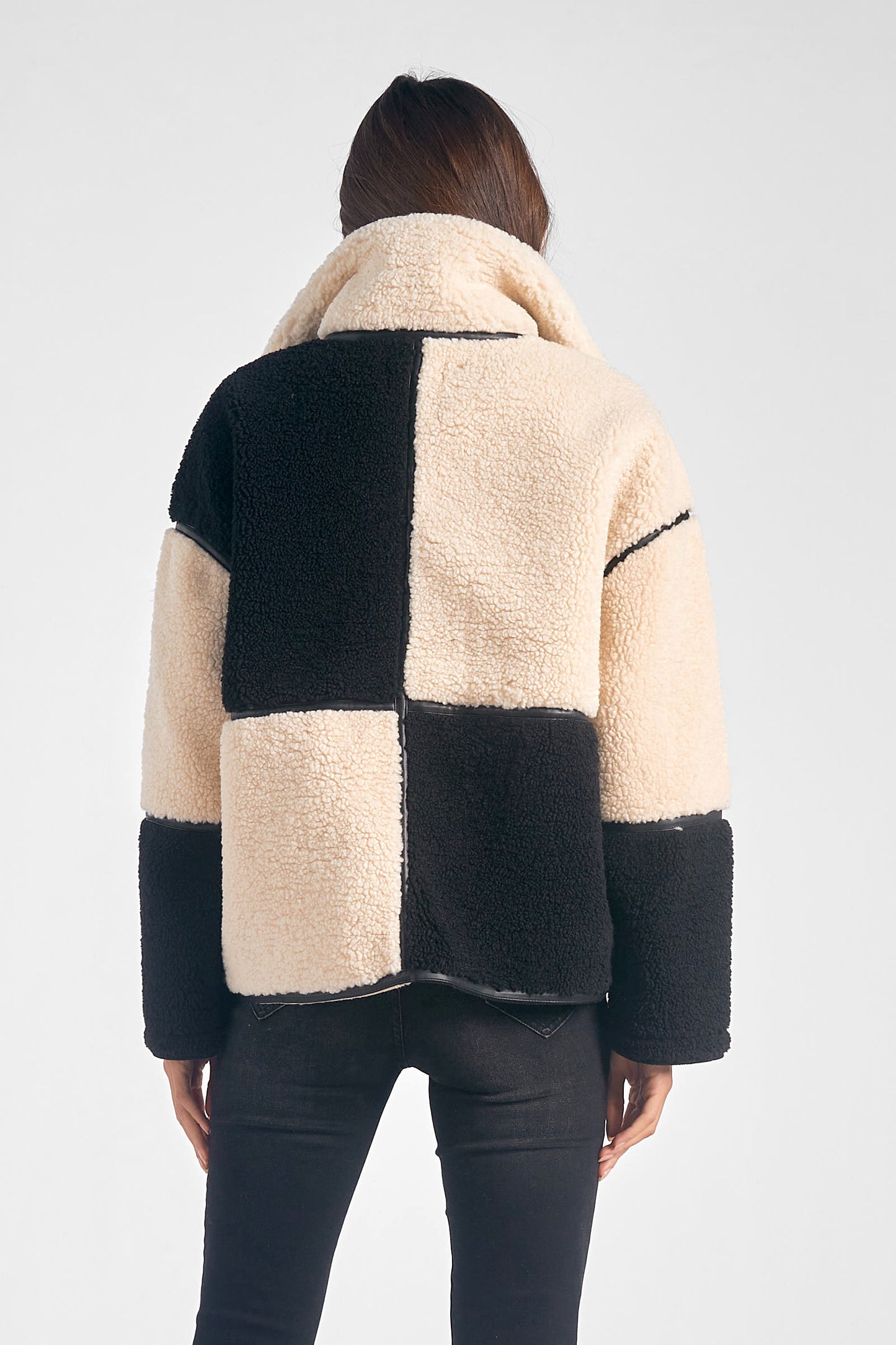 COLOR BLOCK FUR JACKET