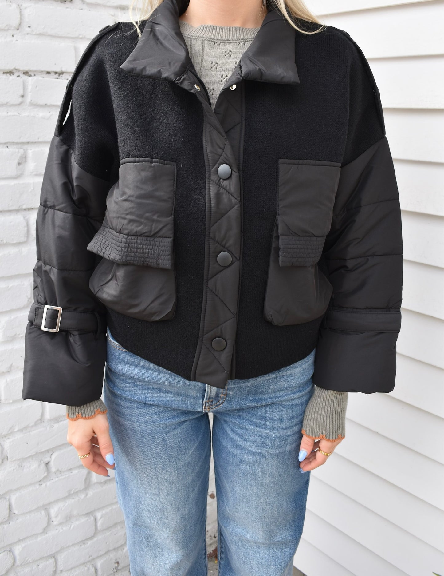NORA FAUX FUR MIXED MEDIA JACKET