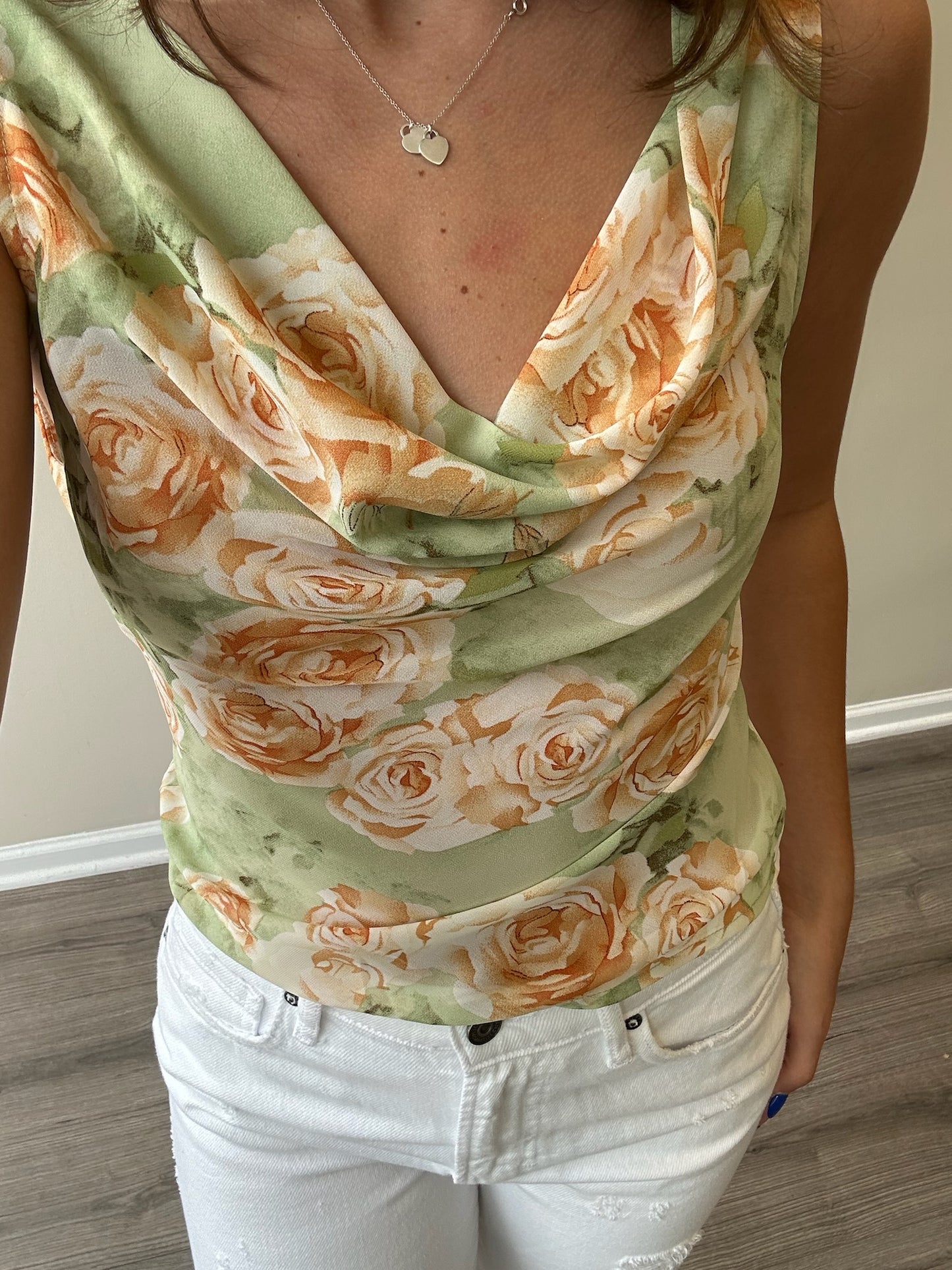 90s FLORAL DROP BACK TOP