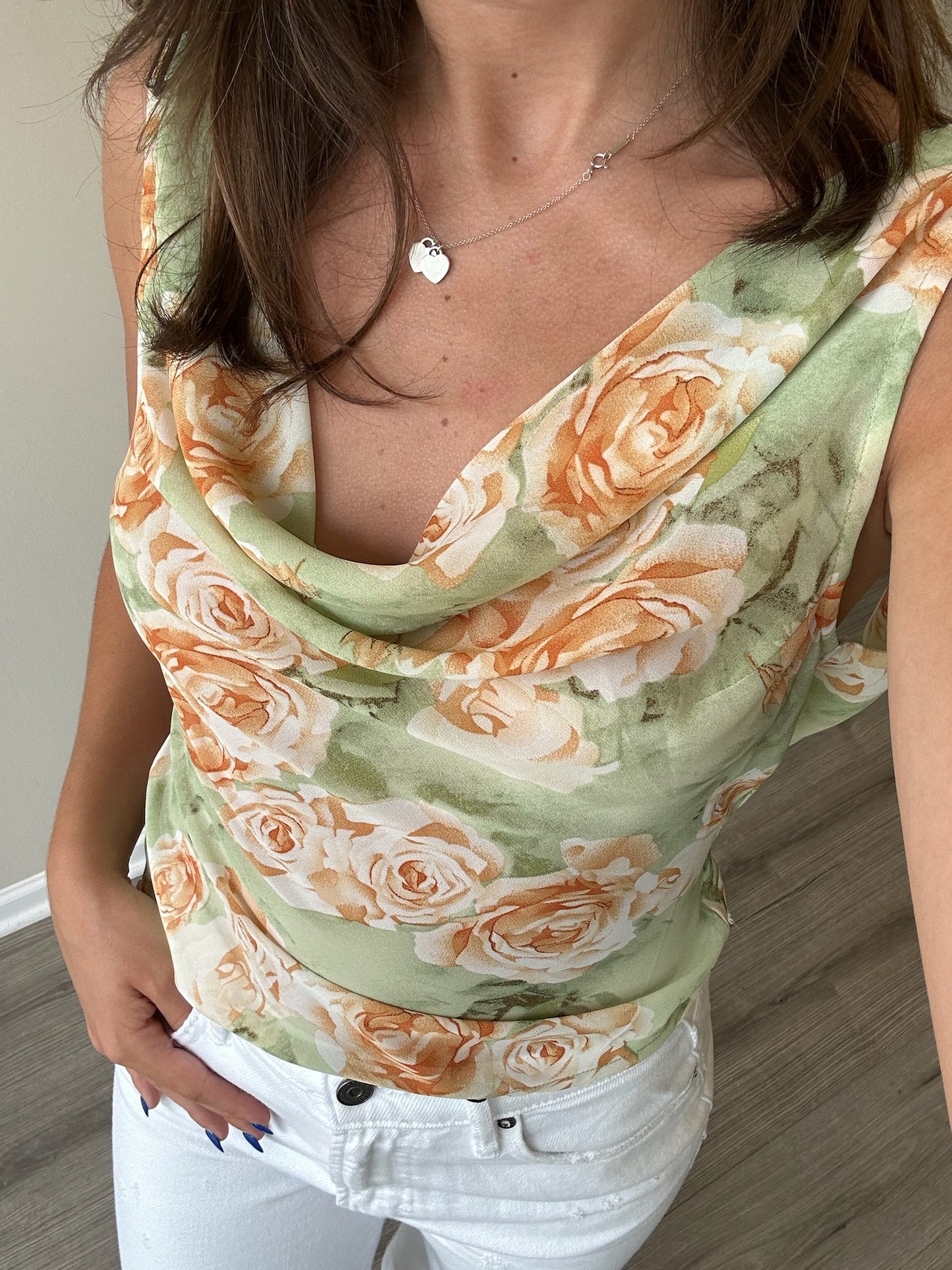 90s FLORAL DROP BACK TOP