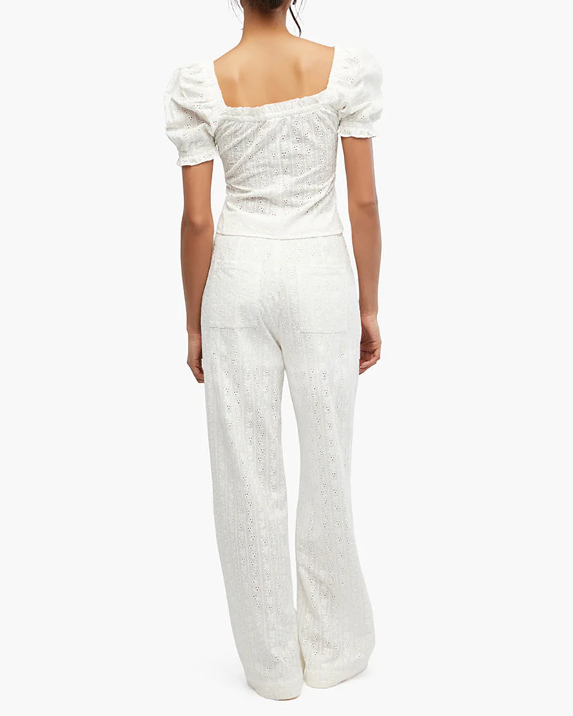 EYELET PUFF SLEEVE TOP