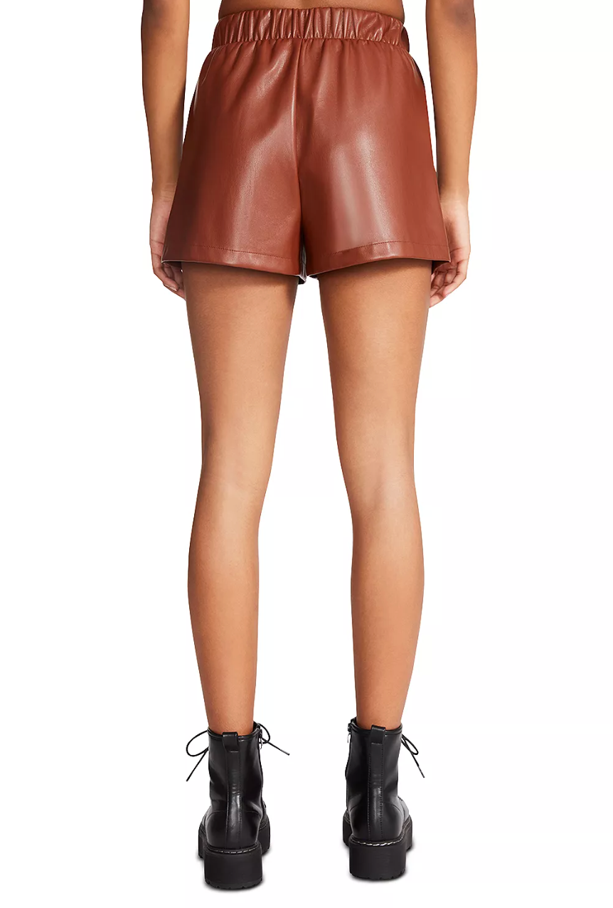 FAUX THE RECORD FAUX LEATHER SHORTS