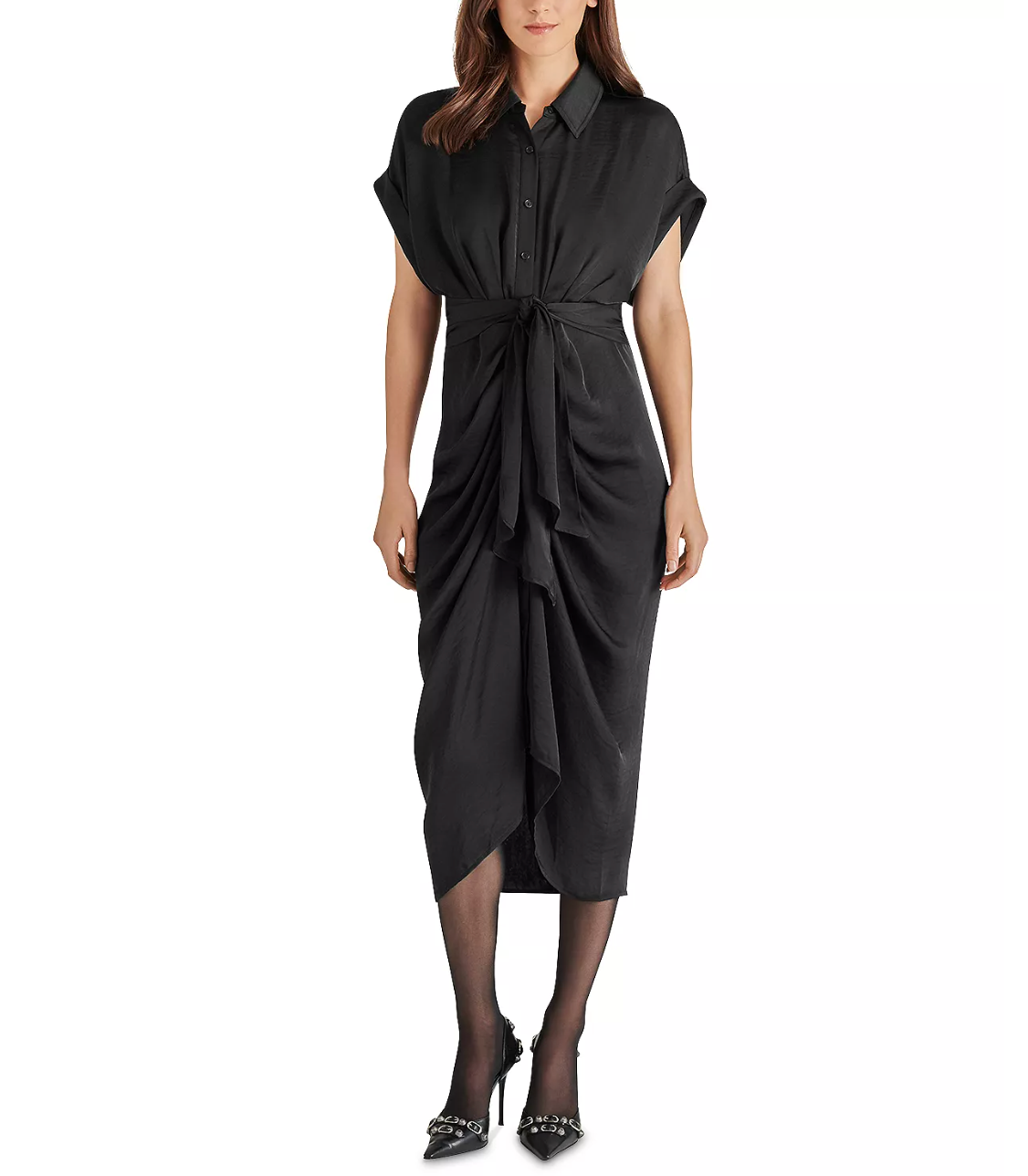 TORI KNIT TIE WAIST MIDI DRESS