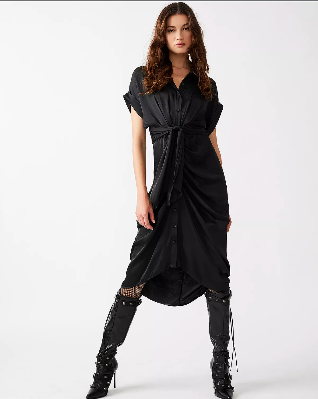 TORI KNIT TIE WAIST MIDI DRESS