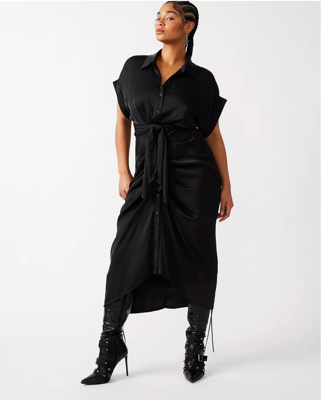 TORI KNIT TIE WAIST MIDI DRESS