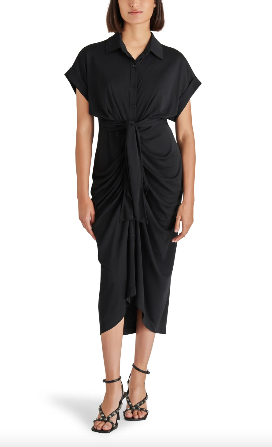 TORI KNIT TIE WAIST MIDI DRESS