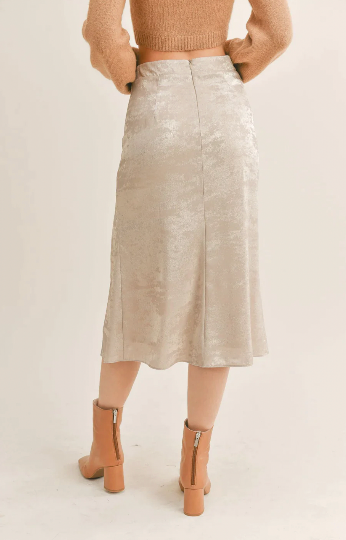 LUXE LIFE MIDI SILK SKIRT