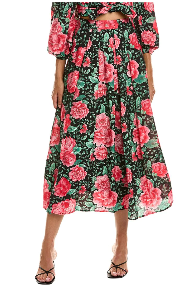 FLORAL PLEATED SKIRT