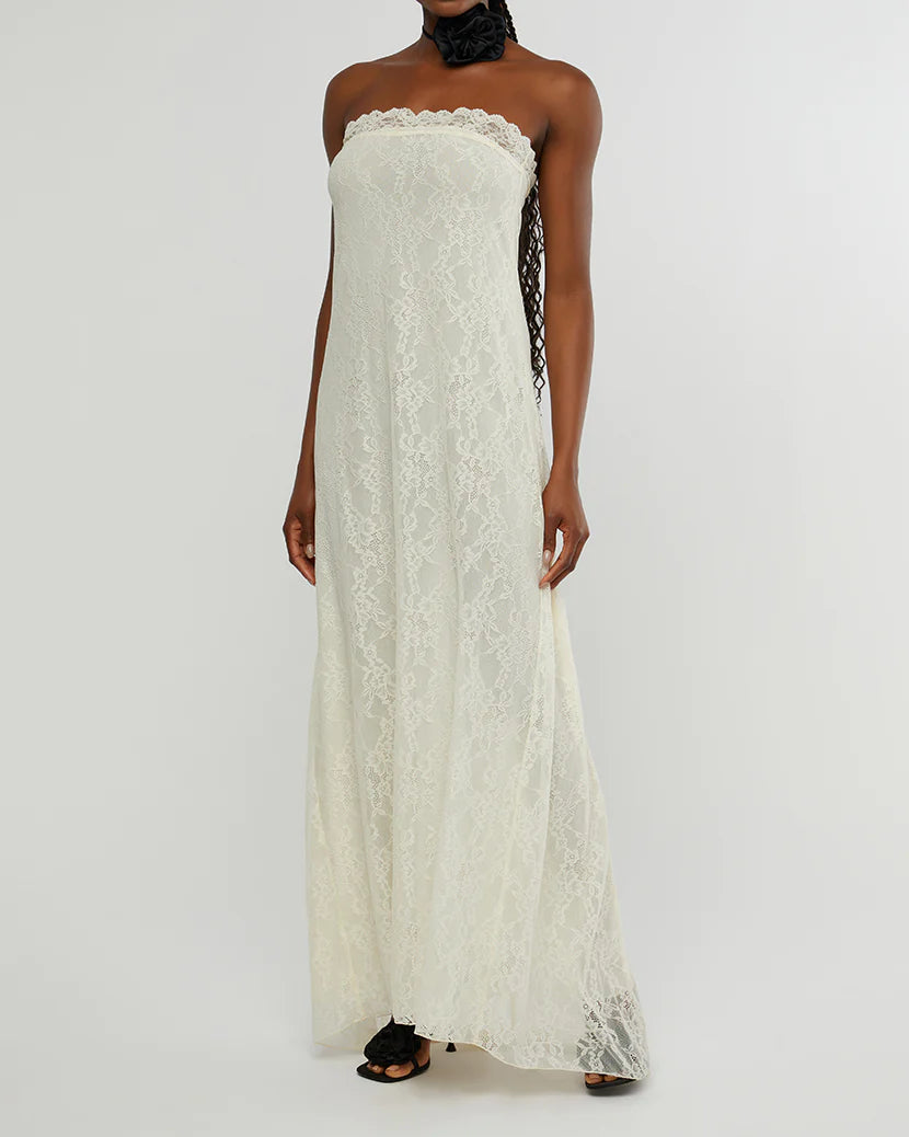 STRAPLESS LACE MAXI DRESS