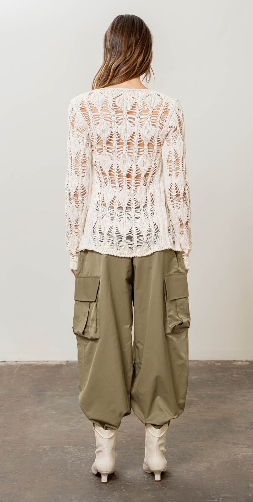 FRONT TIE LONG SLEEVE KNIT CARDIGAN