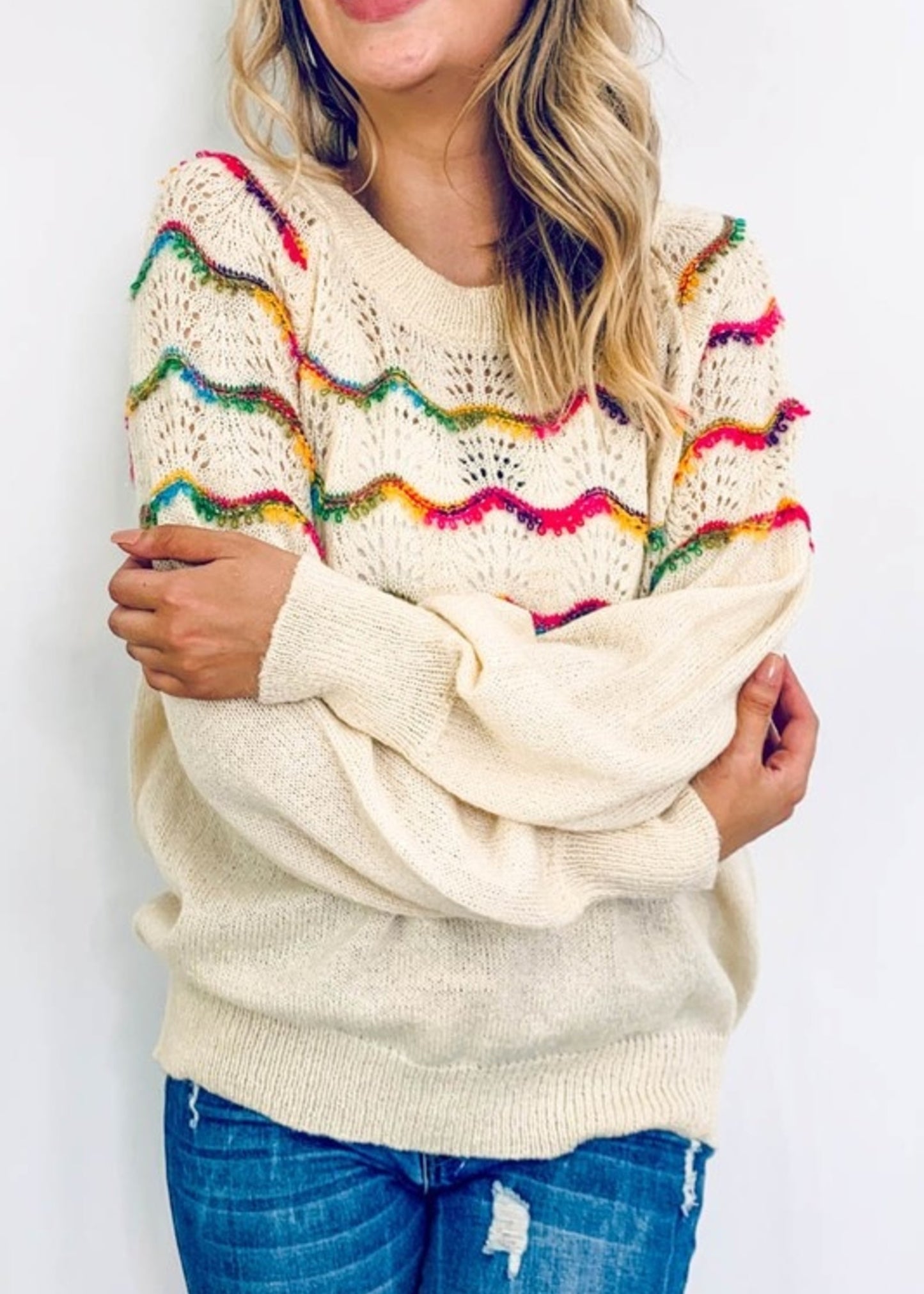 Rainbow Back Tie Sweater