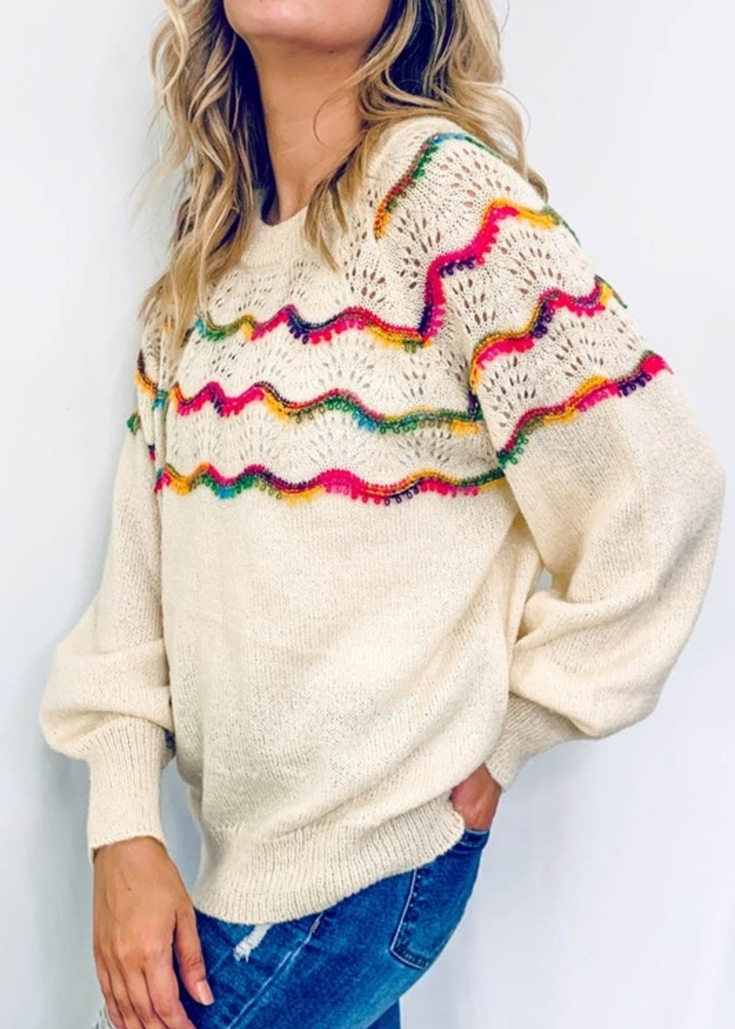 Rainbow Back Tie Sweater