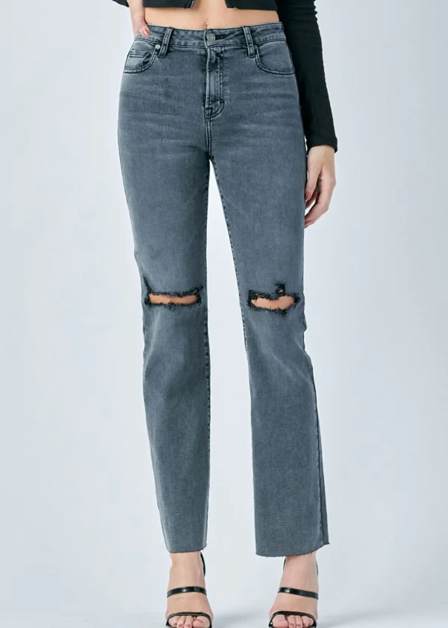 RYAN CHARCOAL RAW HEM GRINDED BOOTCUT