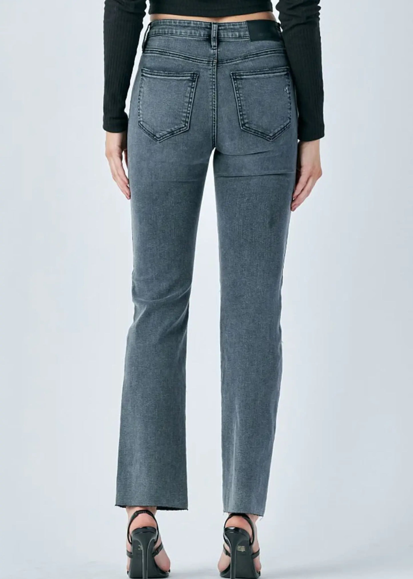 RYAN CHARCOAL RAW HEM GRINDED BOOTCUT