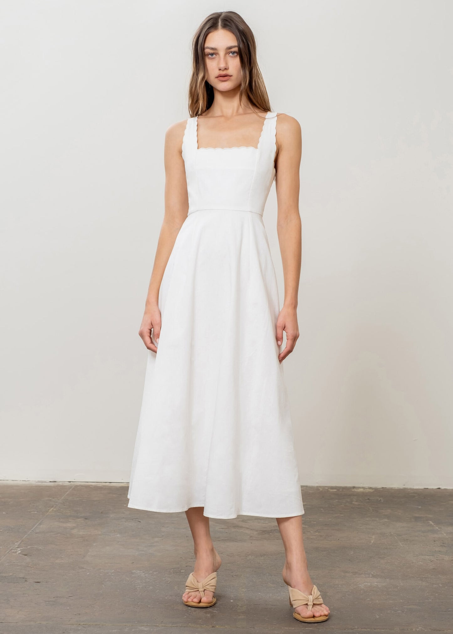 SCALLOP SMOCK DRESS