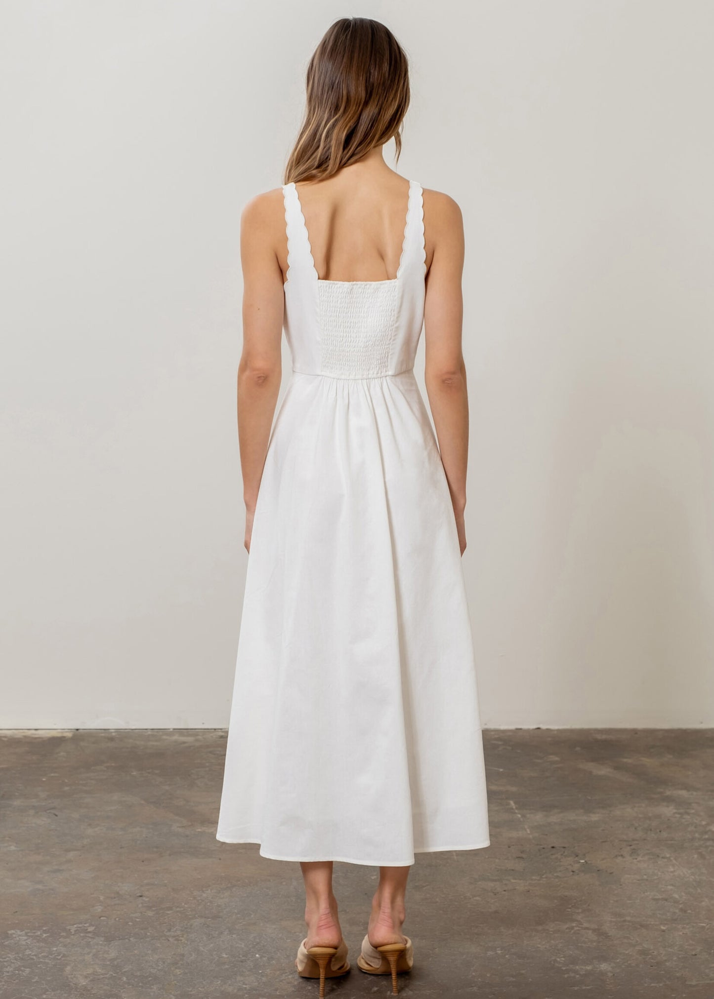 SCALLOP SMOCK DRESS