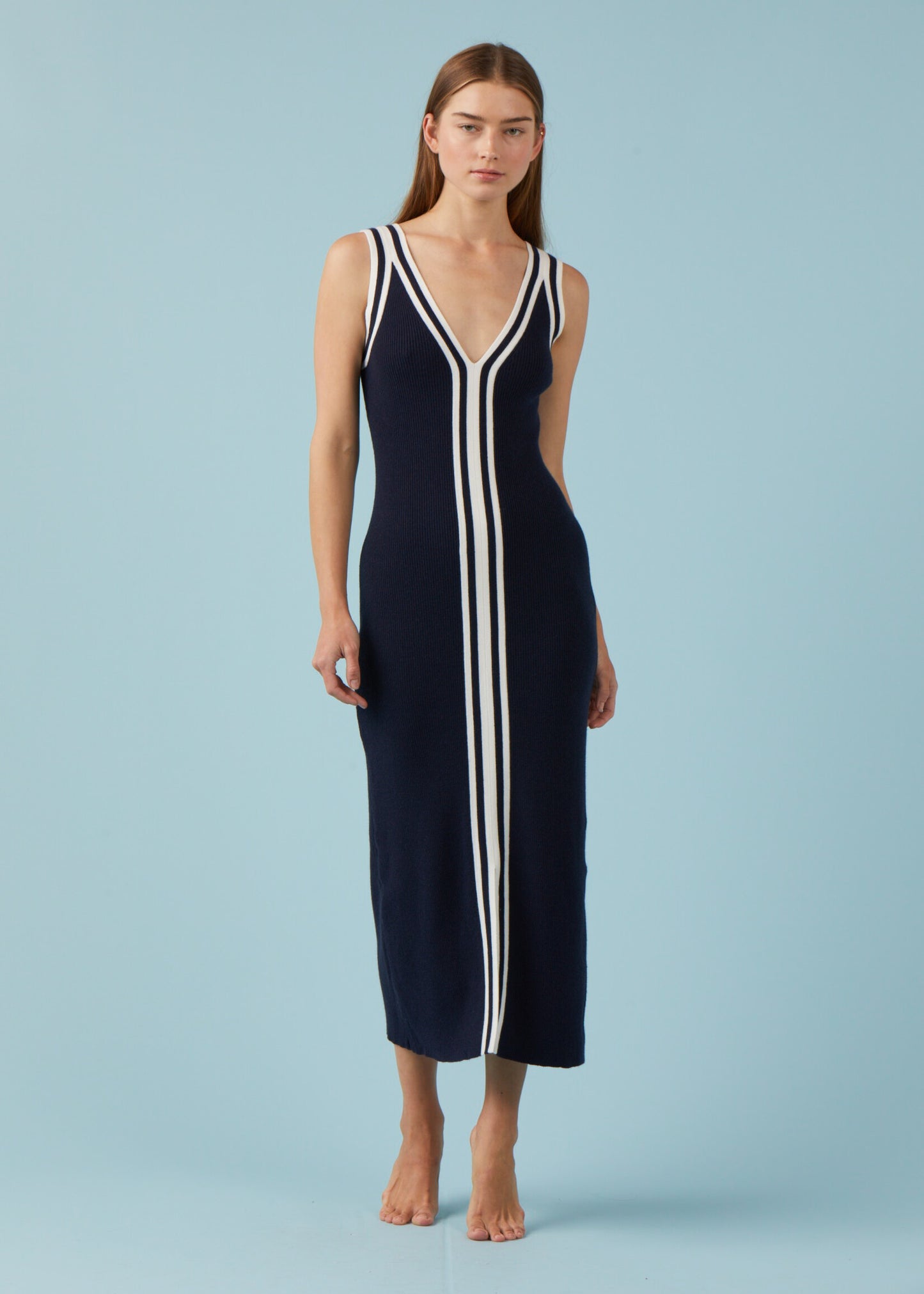 STRIPED BANDED KNIT DRESS
