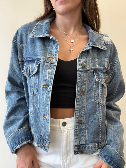 DISTRESSED DENIM JACKET
