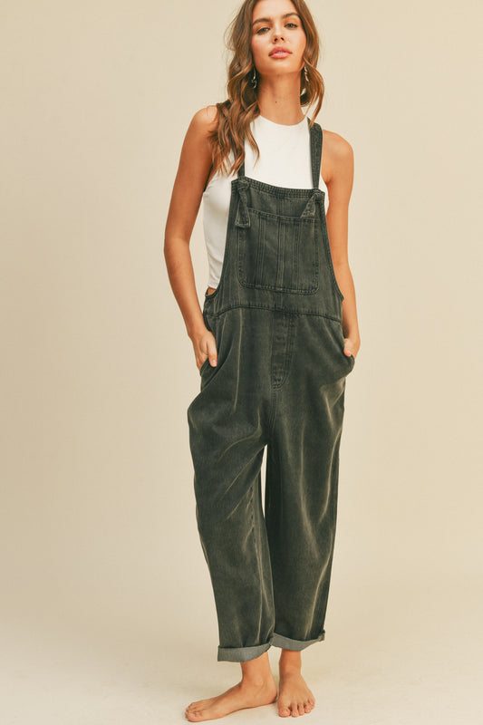 WASHED FABRIC OVERALLS