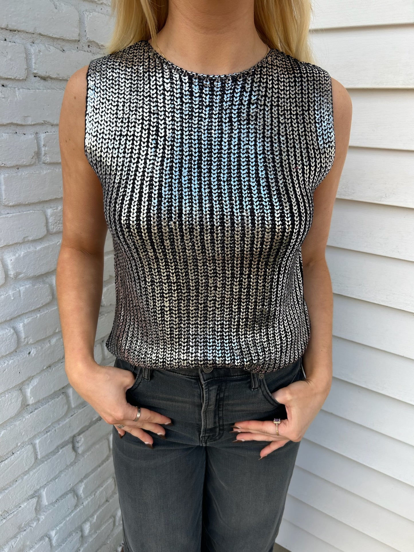 METALLIC SWEATER TANK
