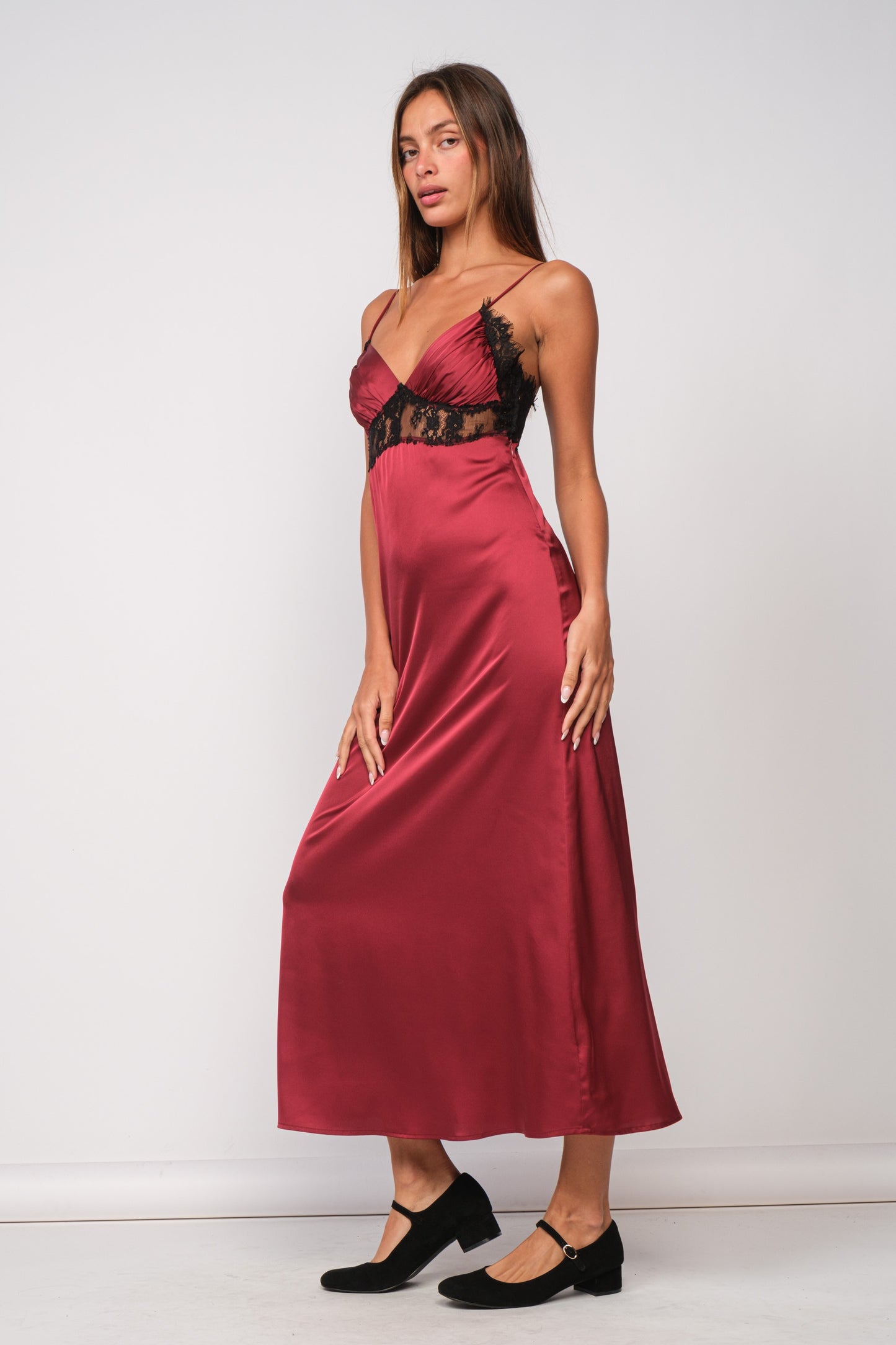 SILK AND LACE MAXI DRESS