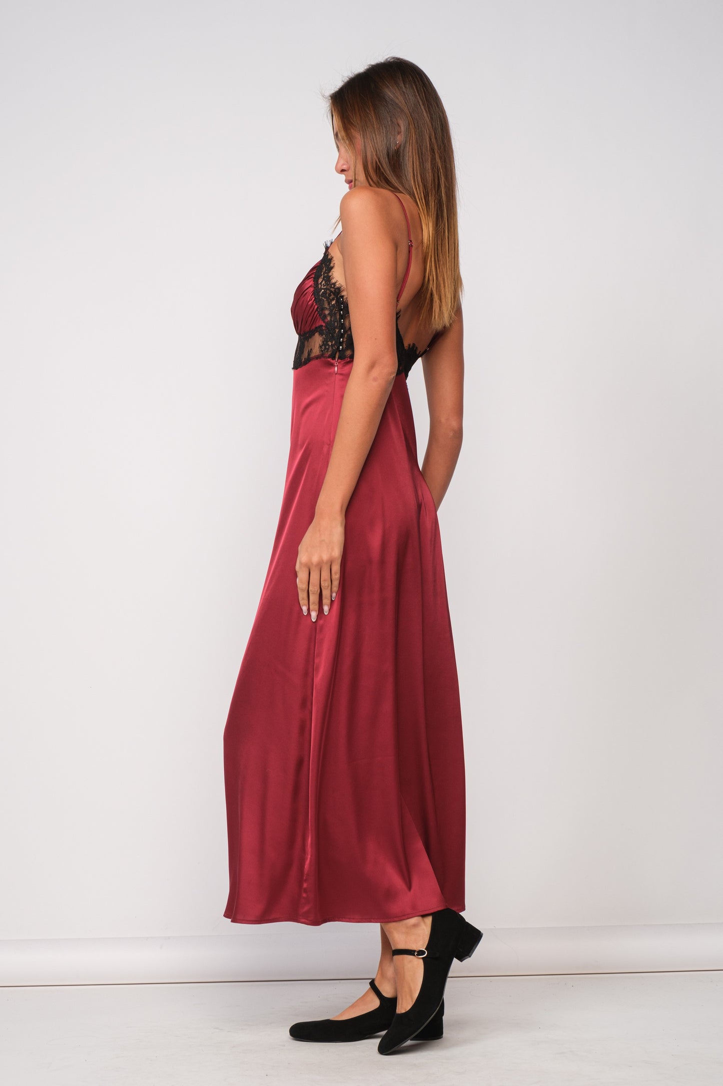 SILK AND LACE MAXI DRESS
