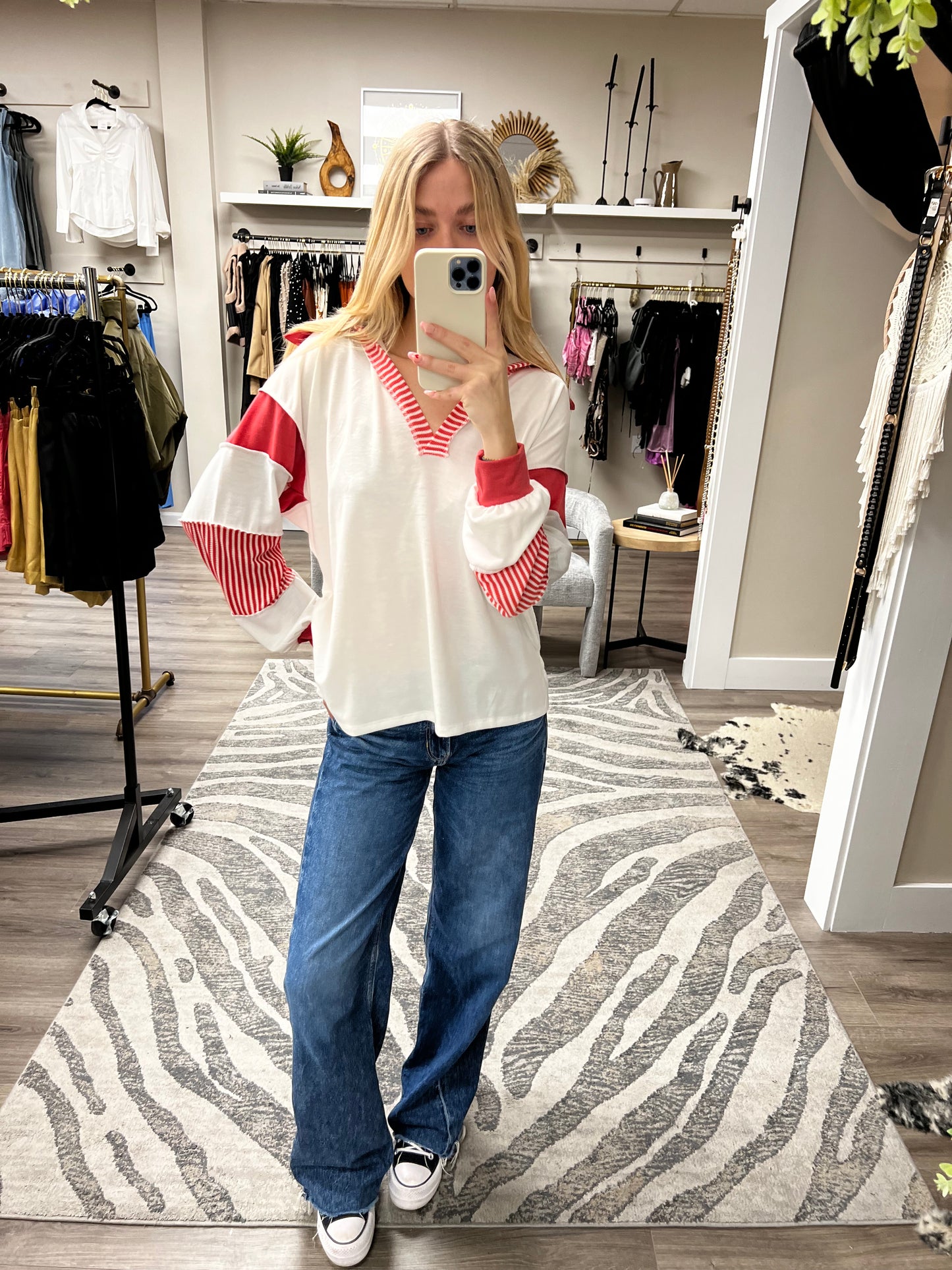 COLOR BLOCK COLLAR LONG SLEEVE