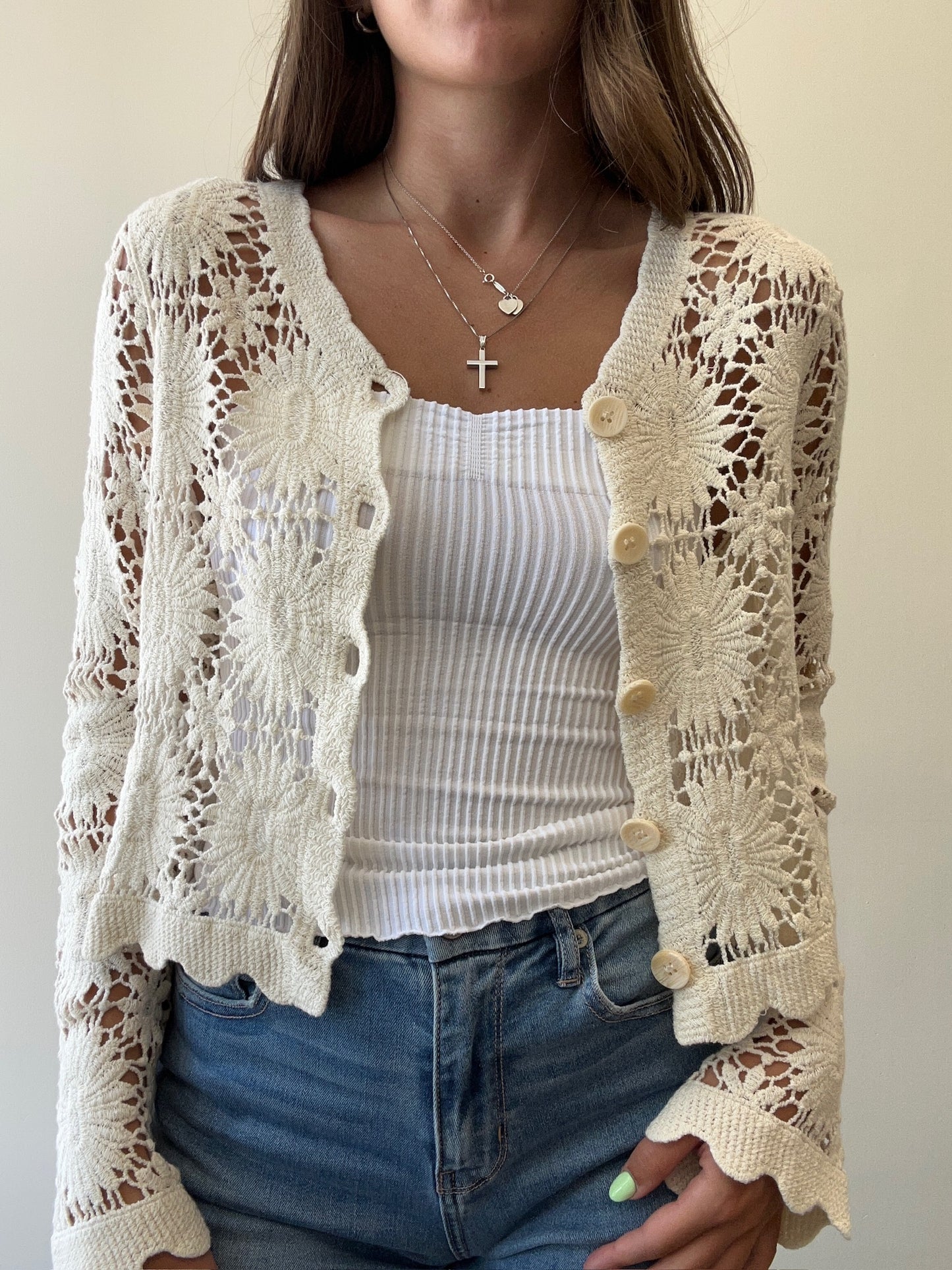 FLORAL CROCHET CARDIGAN