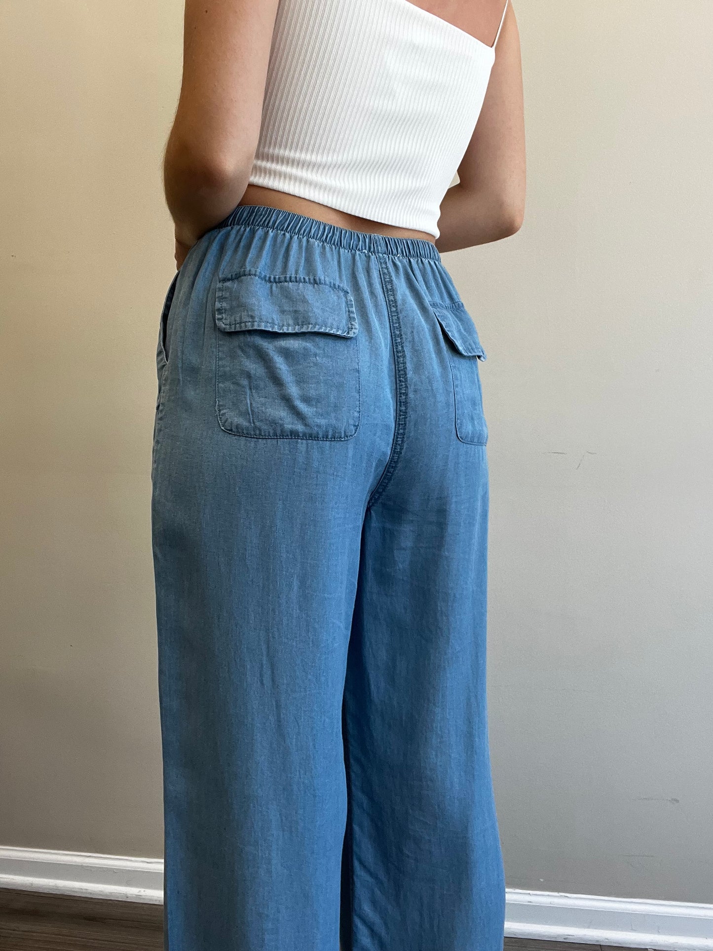 HIGH WAISTED CHAMBRAY PANTS