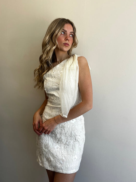 FLORAL AND BEADING MINI DRESS