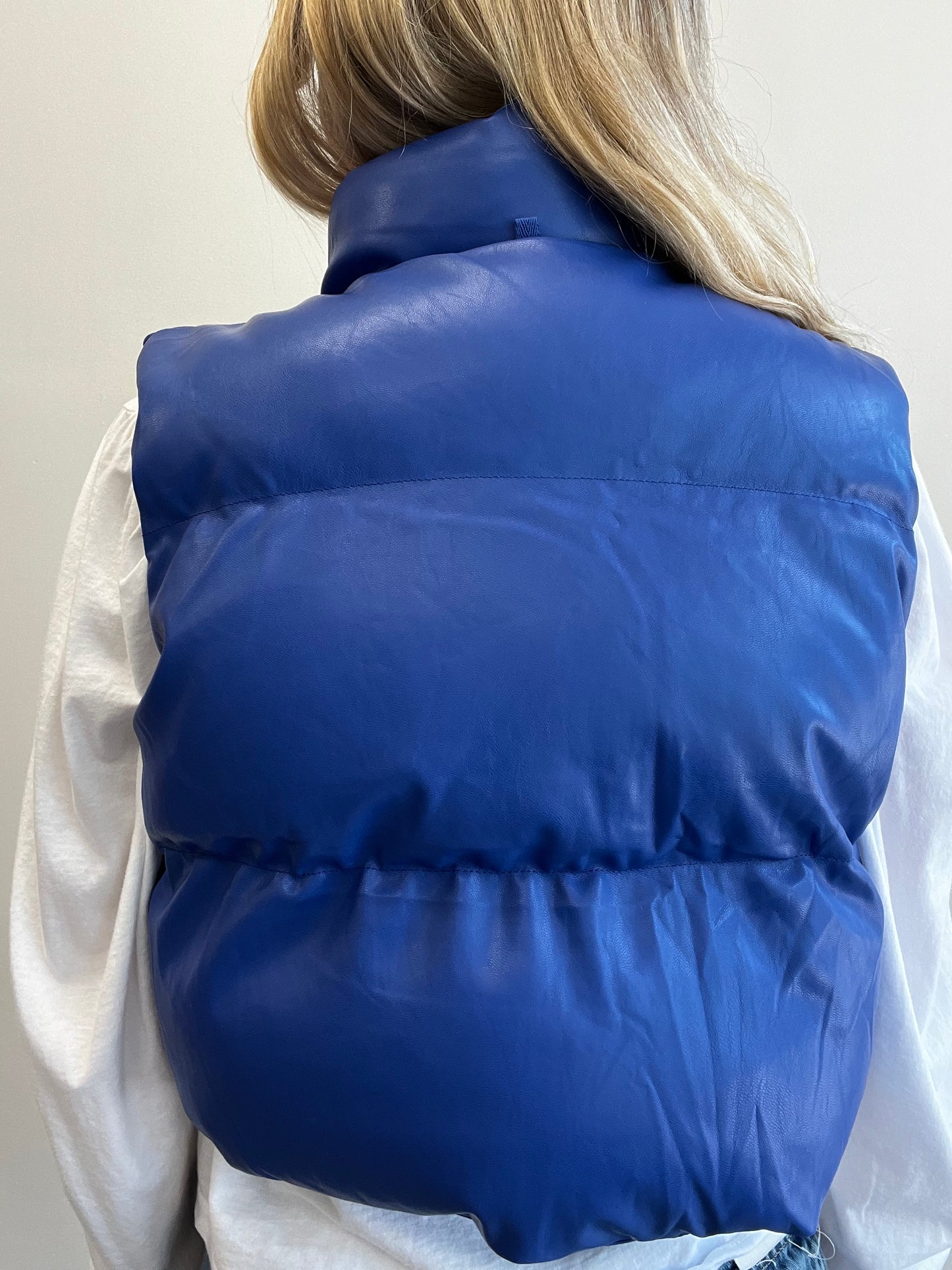 FAUX LEATHER PUFFER VEST