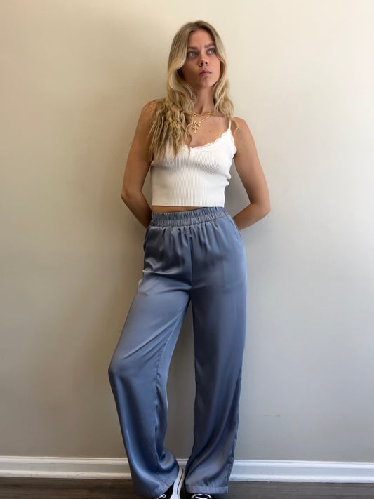 SATIN WIDE LEG PANTS