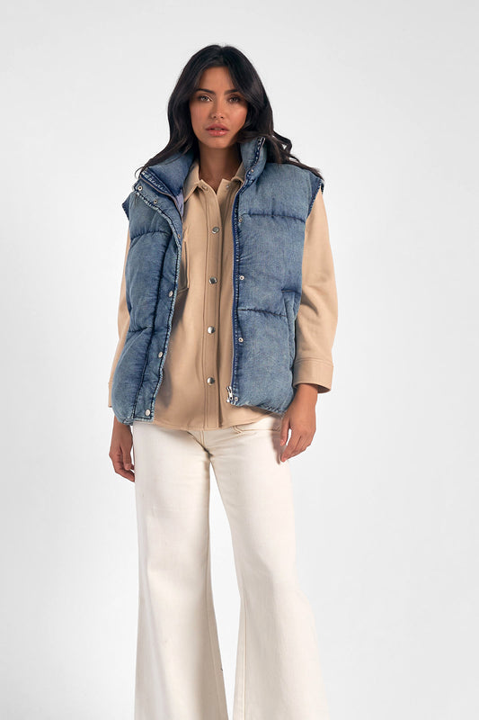 DENIM PUFFER VEST