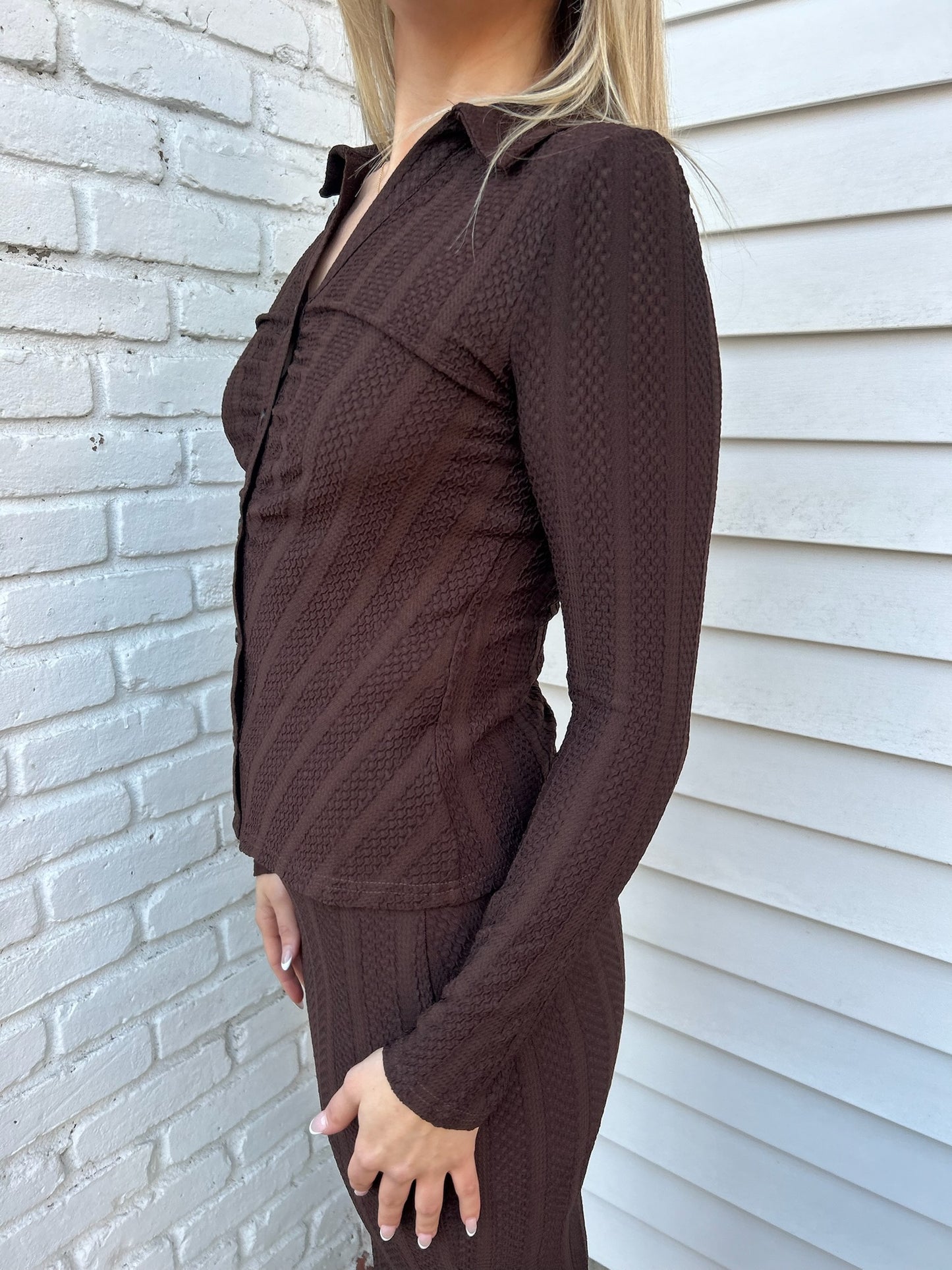 STRIPE BUTTON DOWN KNIT TOP
