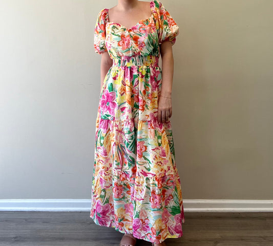 GARDEN FLORAL MIDI DRESS