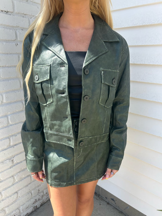 WASHED FAUX LEATHER JACKET