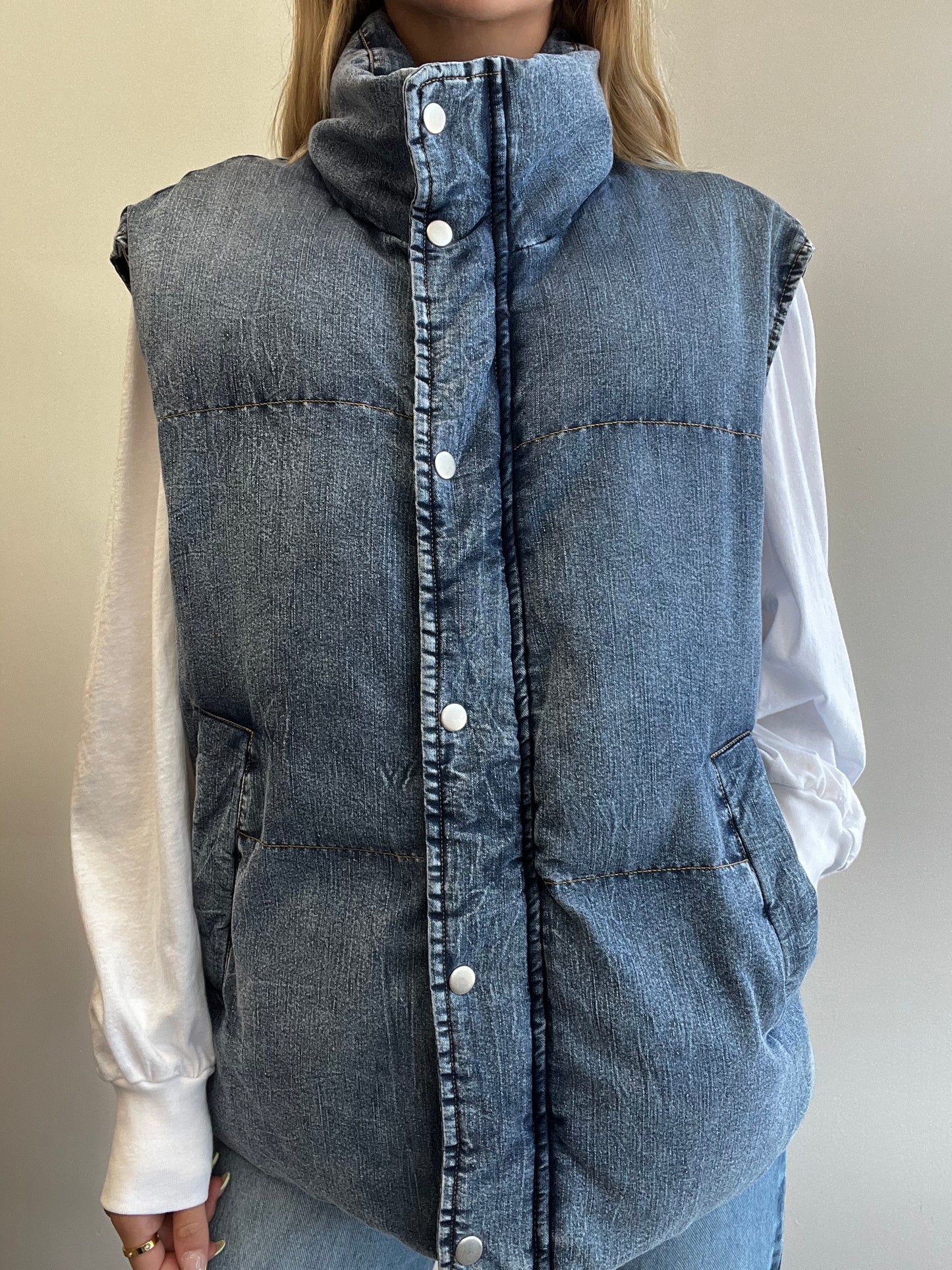 DENIM PUFFER VEST