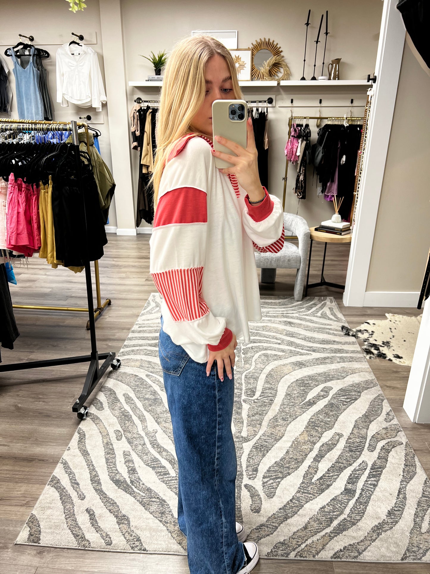 COLOR BLOCK COLLAR LONG SLEEVE
